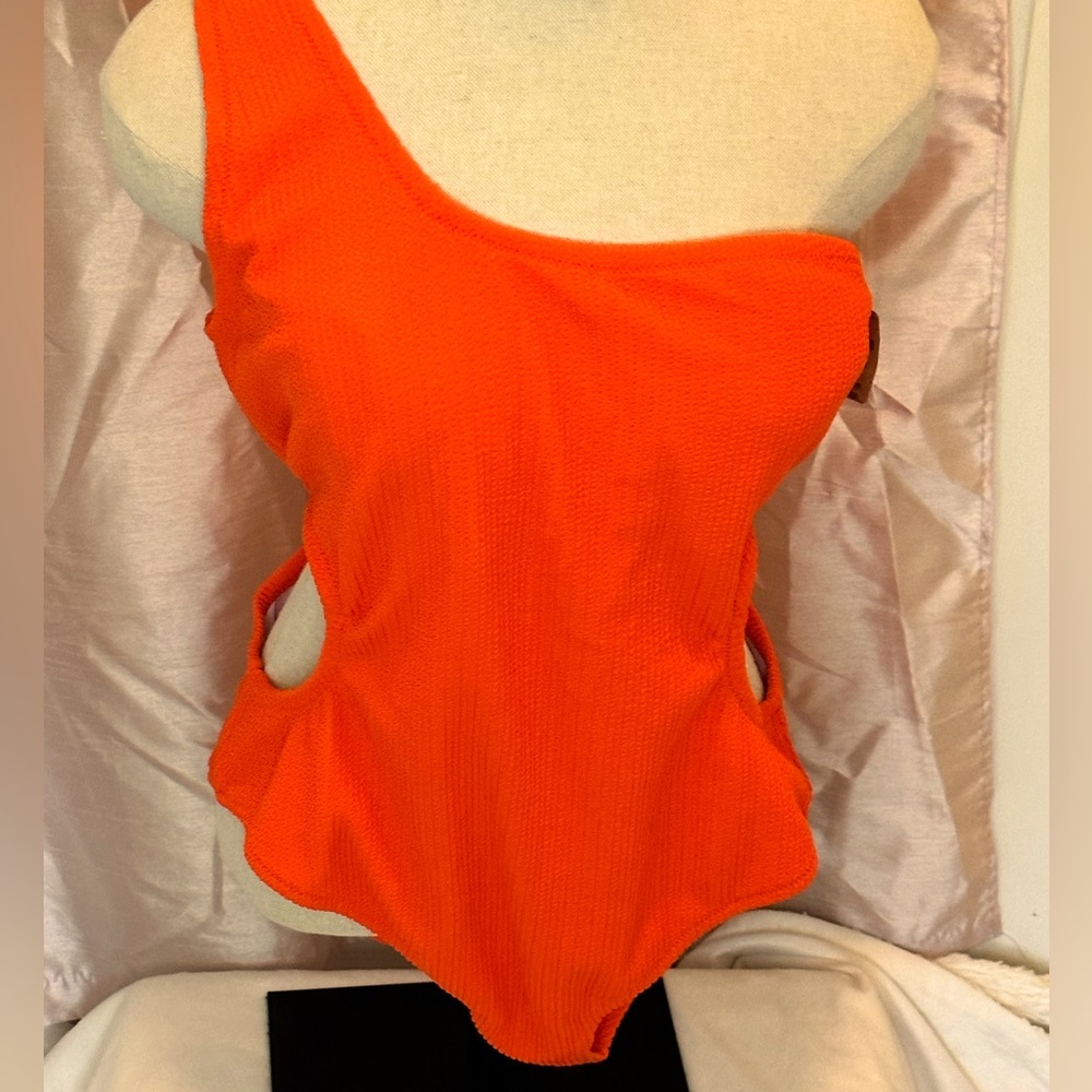 NWT PINK Swimsuit One Shoulder Orange